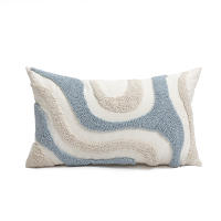 Funda De Cojín Bohemia Estilo Geométrico Irregular Azul Y Blanco Suave Algodón 100% Para Sala De Estar Dormitorio Sofa - details 3