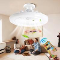 Ventilador De Techo LED Inteligente 3-en-1 Con Control Remoto 3 Velocidades E27 AC85-265v Para Iluminación De Dormitorio Y Sala De Estar - details 1