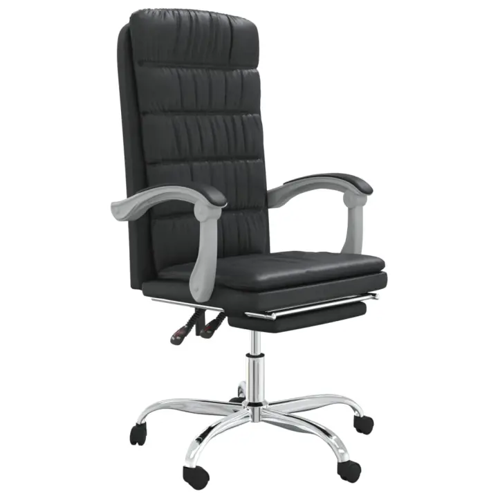 Silla de oficina reclinable de cuero sintético Negro - 1