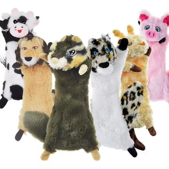 Juguete chirriante para perros sin relleno (paquete de 6), juguetes arrugados para cachorros pequeños, peluche masticable duradero, lindos animales naturales para la dentición de mascotas. - 1