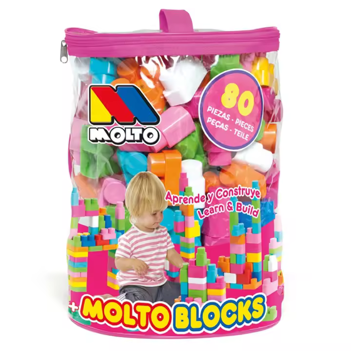 Bolsa Construccion Molto rosa con 80 piezas (13461) - 1