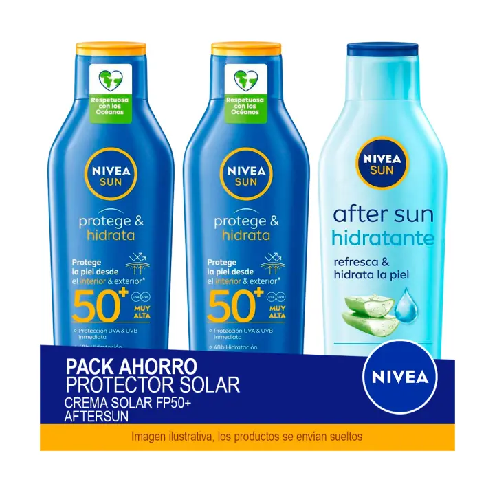NIVEA SUN Pack ahorro protector solar - Contiene crema solar FP50+ y aftersun - 1