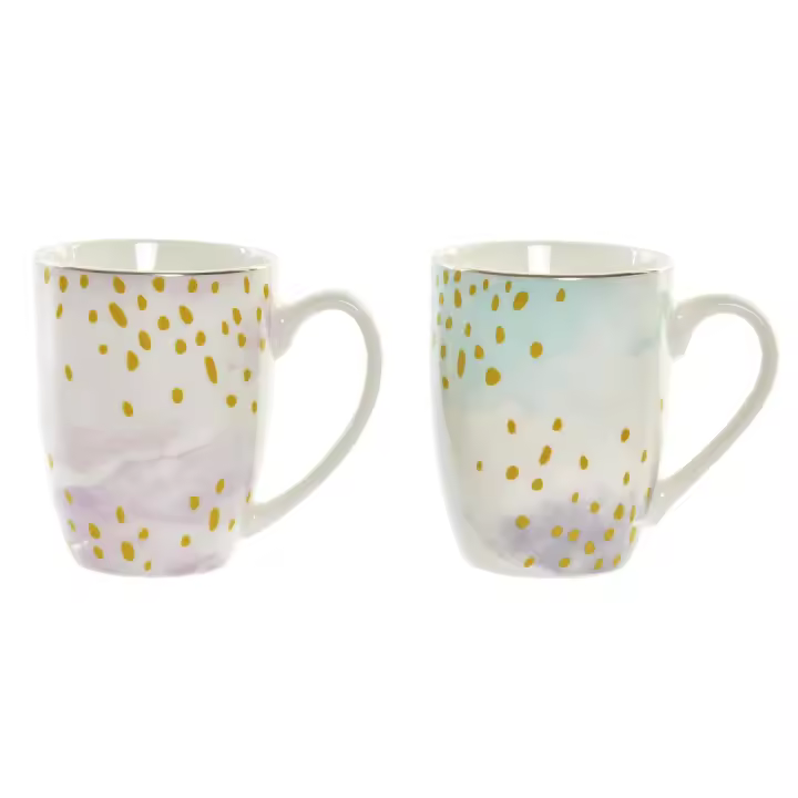 Set de Tazas de Porcelana con Diseño Glamuroso, Capacidad de 380 ml, Tamaño 12 x 8.5 x 9.5 cm, Estilo Sofisticado para Café, Té o Infusiones, Perfecta para Uso Diario, Decoración Moderna y Regalos Especiales - 1
