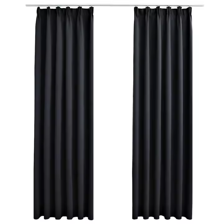 vidaXL Cortinas opacas con ganchos 2 piezas negro 140x225 cm - 1