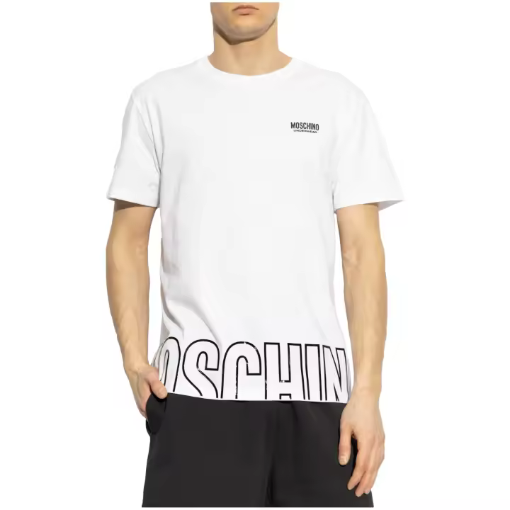 Camiseta MOSCHINO Oversize con Maxi Logo Engomado en el Bajo Color Blanco - 1