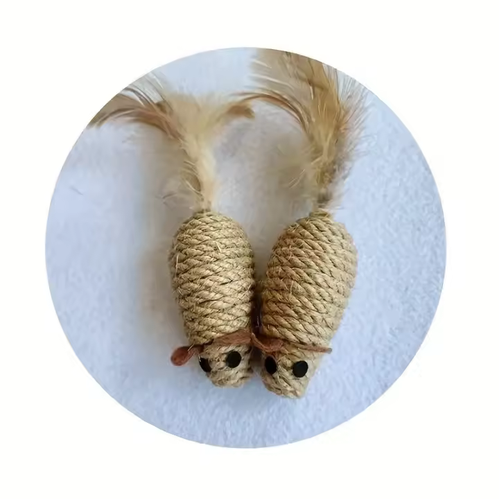 Juguete Interactivo Para Gatos 1/4pcs Sisal Ratón Falso Resistente Mordedura Juguete De Peluche Simulación Rata Para Gatos Y Gatitos Auto-juguetes - 1