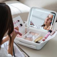 Flamingueo Maletin Maquillaje Con Espejo 3 Modos Luz Intensidad Regulable Recargable con USB Compartimentos Organizados Solapas interiores con Gomas - details 1