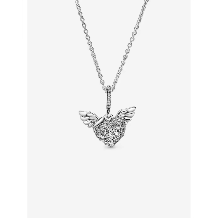 Pandora - Collar con Corazón pavé y Alas de Ángel-Plata de Legislación - 1