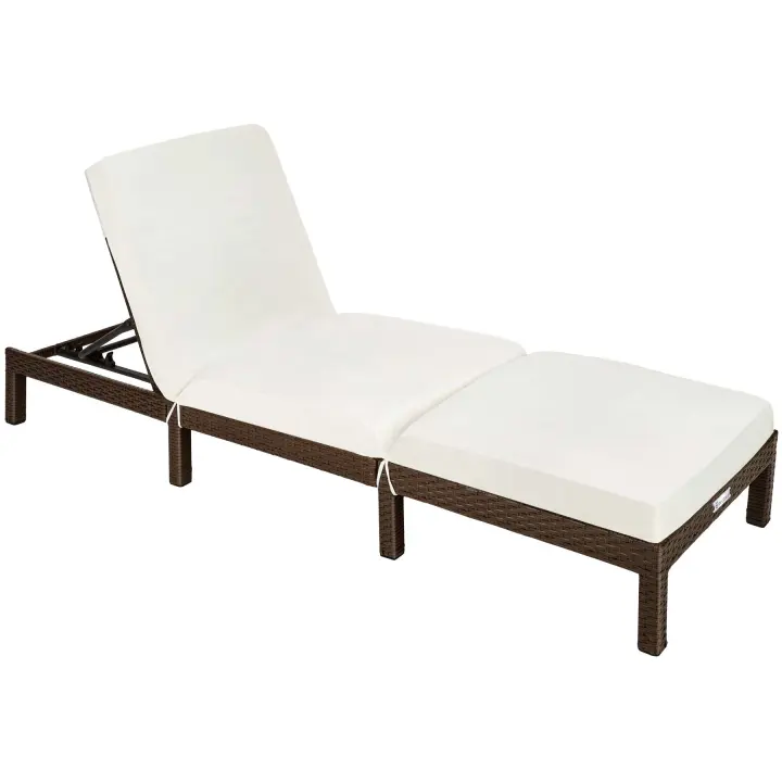 Tectake - Tumbona de poliratán SOFÍA, Fácil de limpiar, Diseño muy bonito y elegante, Respaldo ajustable en 6 posiciones - 1