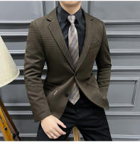 Chaqueta De Patoleta Verde Rayada Para Hombre Alta Calidad Moda Senior Primavera Otoño Casual Elegante Para Negocios - details 7