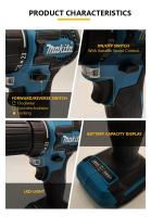 Taladro De Impacto Sin Cable Makita DDF485 18V Herramienta Eléctrica Para DIY Taladro Y Destornillador Sin Cable Para El Hogar - details 2