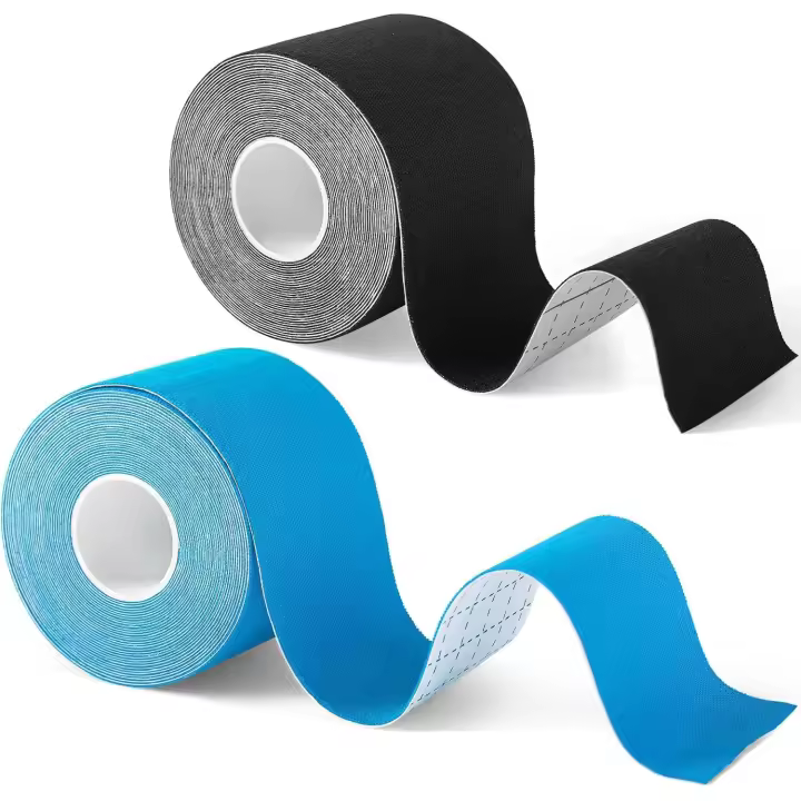 2 Rolos Fita de cinesiologia Cinta 5 m x 5 cm Fita desporta cinta adhesiva Crossfit resistant à Água respirável (Preto Azul) - 1
