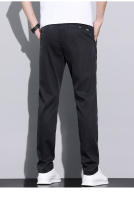 Pantalones Casuales Para Hombre Lyocell Fibra Verano Malla Suave Transpirable Elástica Slim Straight Negro Gris Talla Media - details 14