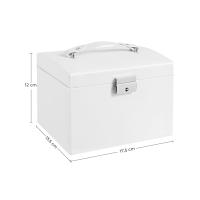 Caja joyero de 3 niveles con espejo, asa y cerradura, ideal para viajes, estilo moderno, blanco clásico o negro, perfecto como regalo - details 6