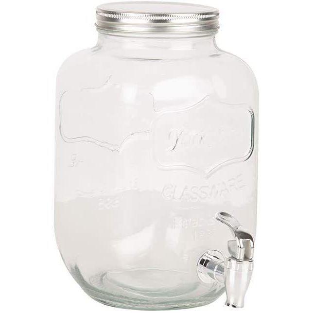 Maxia Market - Tarro dispensador con grifo y tapa Volga 4 o 8 Litros Cristal vidrio para agua o bebidas