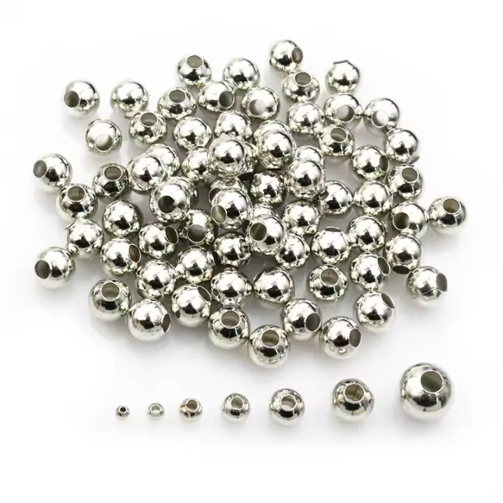 Cuentas Redondas De Espaciador Metálicas Doradas Y Plateadas Para Fabricación De Joyas DIY Tamaños 2-8mm Accesorios De Enlaces - 1