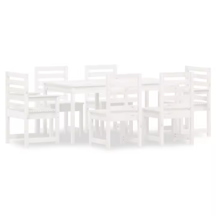vidaXL Juego de comedor de jardín 7 piezas madera maciza pino blanco - 1