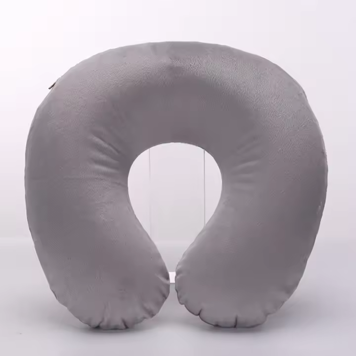 Almohada De Viaje En Forma De U Inflable Soporte Cervical Para El Cuello Cojín De Plush Corto Esencial Para Descanso En La Oficina Y Sueño - 1
