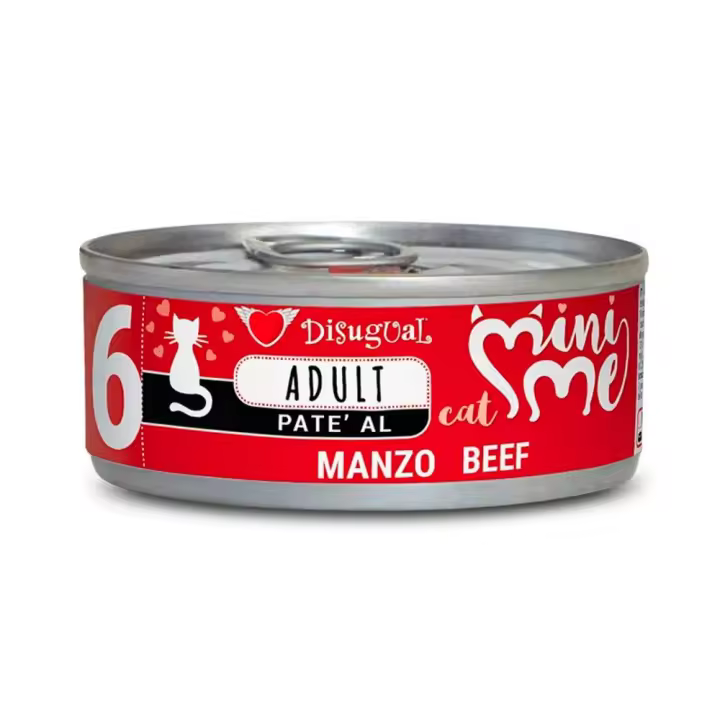 Disugual Mini-Me 6 Latas para Gatos Adultos con Ternera - 12 unidades x 85gr - 1