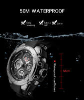 Reloj Deportivo Para Hombre SANDA G Estilo Dual Display LED Digital Quartzo Impermeable 50M Reloj Militar Con Pantalla Luminosa Y Alarmas - details 14