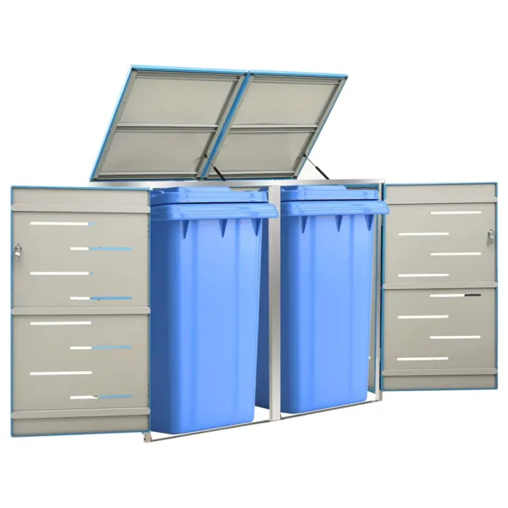 vidaXL Cobertizo para Dos Contenedores Basura Almacenamiento de Papelera Acero Color orange,  Antracita,  Azul y mas - 1