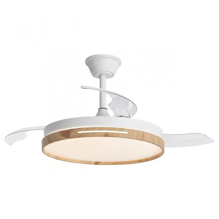 Ventilador de Techo Moderno 66W con 4 Aspas Retráctiles, Luz LED 36W, Motor DC 30W, 6 Velocidades, 3CCT, Control Remoto Ostark-LEDUNI - 1