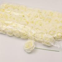 50pcs Flores De Rosa Artificial En Blanco Con Tallo Para DIY Bouquet Decoración De Boda Fiesta Scrapbook Suministros - details 14