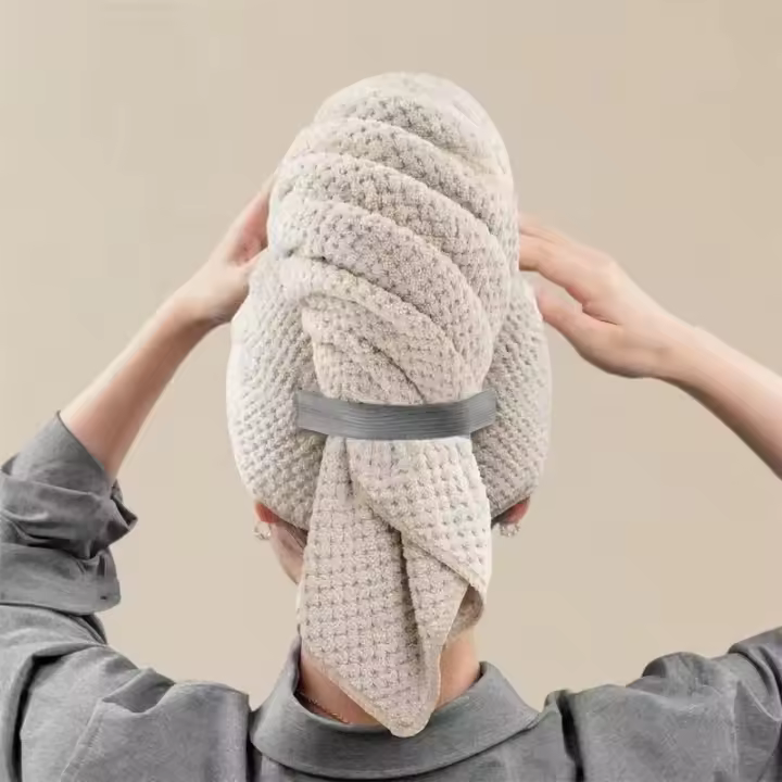 Toalla De Microfibra Para Cabello Extra Grande Con Secado Rápido Y Banda Elástica Turbante Suave Ultra Absorbente Para Hombres Y Mujeres - 1