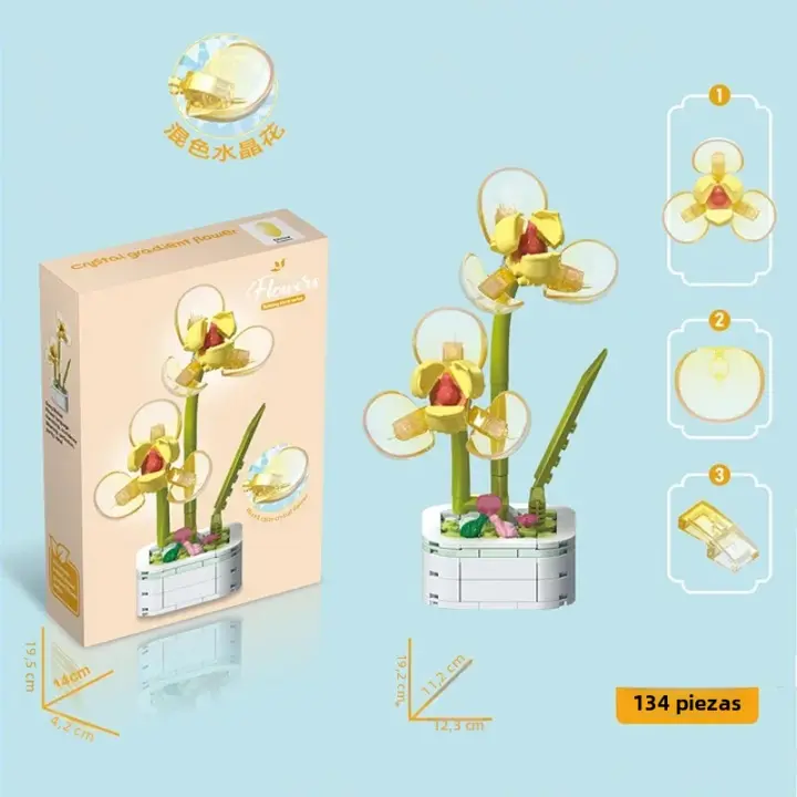 Bouquet De Bloques De Cristal DIY Para Decoración De Escritorio Y Jardín Juguete Creativo Para Niños Y Adultos - 1