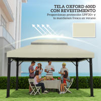 Outsunny Techo de Repuesto para Cenador 4x3 m Cubierta de Repuesto con Techo Doble con Mosquitera Protección UV 30+ Toldo de Recambio para Pabellón Gazebo - details 2
