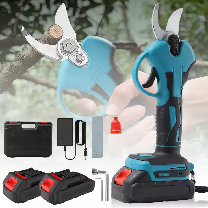 30MM Tijeras de podar eléctricas sin escobillas para jardín, herramienta inalámbrica para árboles frutales, bonsái, batería Makita de 18V,Batería de litio recargable de gran capacidad,Con caja de herramientas de plástico - 1