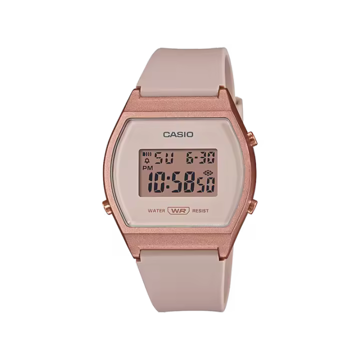 Reloj Digital Casio LW-204-4AEF para Mujer con Correa de Resina Beige y Caja de Resina Rosada - 1