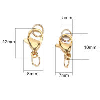 20pcs Aros De Cangrejo De Acero Inoxidable De Color Oro 10mm 12mm Para Colgantes Y Pulseras Joyería DIY Enlaces Y Conectores - details 0