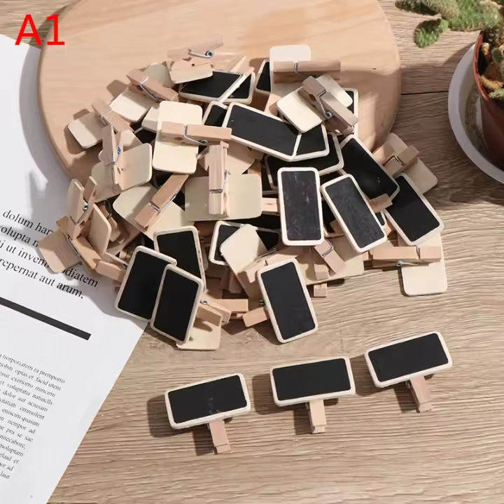 Tablero De Madera Negro Mini 50 Piezas Rectángulo Panel De Clips Etiquetas De Memorias Sin Marco Tipo De Estilo Móvil - 1