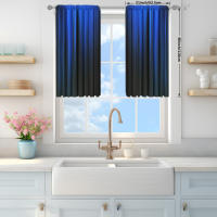 2pcs Cortina De Ventana Con Diseño De Rayas Gradient Azul/Castillo Para Decoración De Hogar Tratamiento De Ventana Para Dormitorio Oficina Cocina Con Bolsa Para Rodamiento - details 10