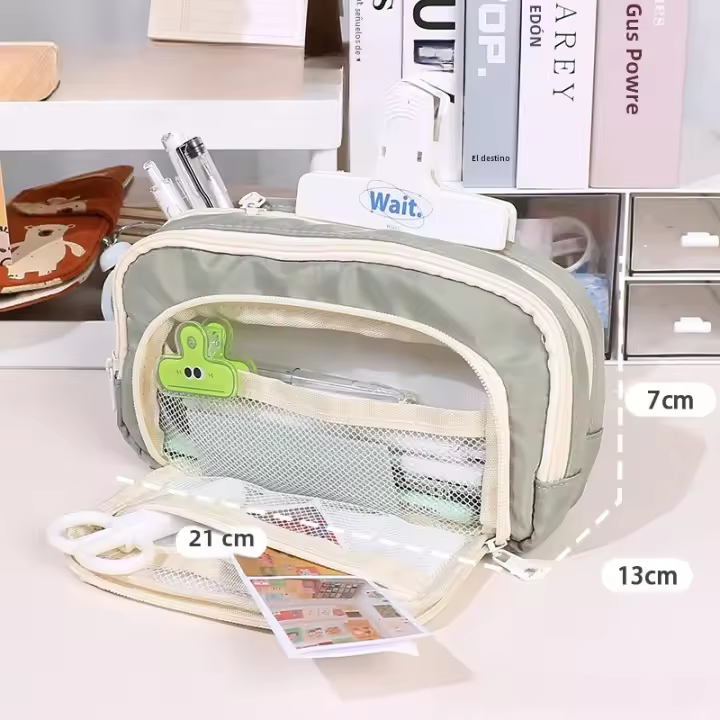 Bolsa De Almacenamiento Minimalista De Gran Capacidad Estudiante Estuche De Lápices Maquillaje Herramientas Digitales Bolsa De Estación De Suministros De Oficina - 1