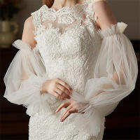 Guantes De Boda Elegantes Para Novia Tules Suaves Borde Volado Blanco Largos Para Damas De Honor Mujer Pageant Prom Cuff - details 2