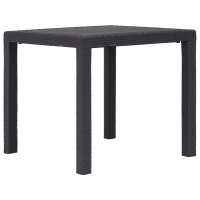 vidaXL Mesa de jardín plástico aspecto ratán gris 79x79x72 cm en color Antracita/Marrón/Blanco | estructura resistente ideal para salón dormitorio o estudio - details 1