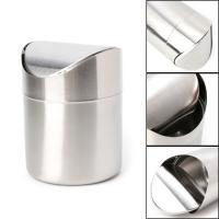 Bandeja De Papelera De Acero Inoxidable Mini 1.5L Con Tapa Giratoria Para Escritorio Y Cocina Ecológica Y Duradera - details 1