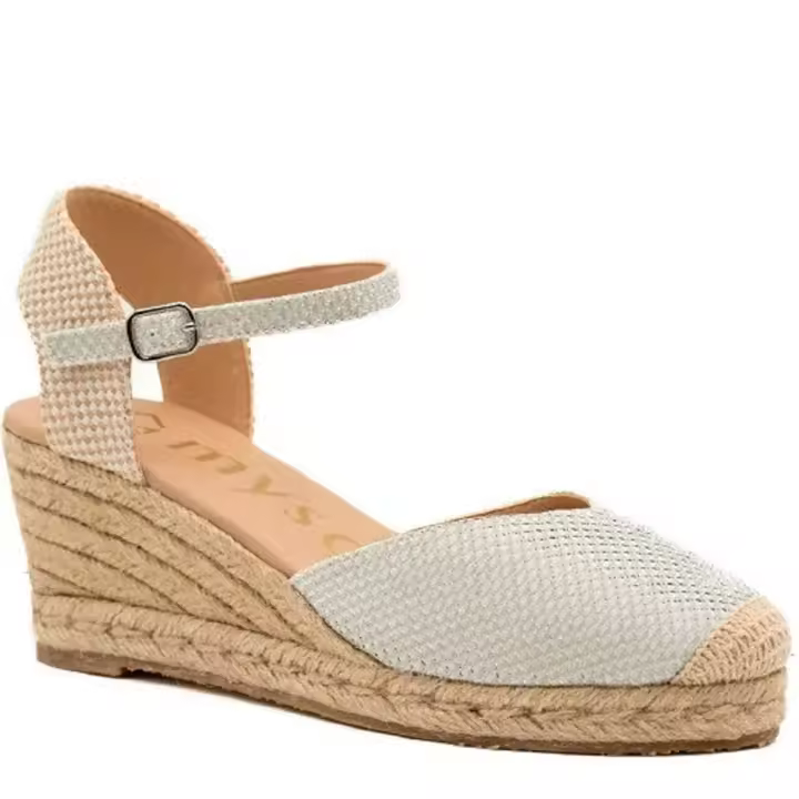 Mysoft Zapatillas Cuña Esparto Mujer 24M116 Plata y Beige 105960|105961 - 1