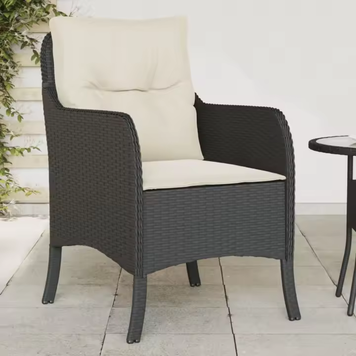vidaXL Sillones de jardín con cojines 2 uds ratán sintético negro - 1