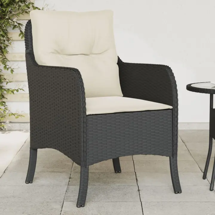 vidaXL Sillones de jardín con cojines 2 uds ratán sintético negro - 1