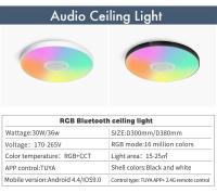 Luz De Techo Inteligente RGB Con Altavoz 30W 36W Reproducción De Música Bluetooth WIFI TUYA APP Decoración Para Hogar Dormitorio Sala De Estar - details 3