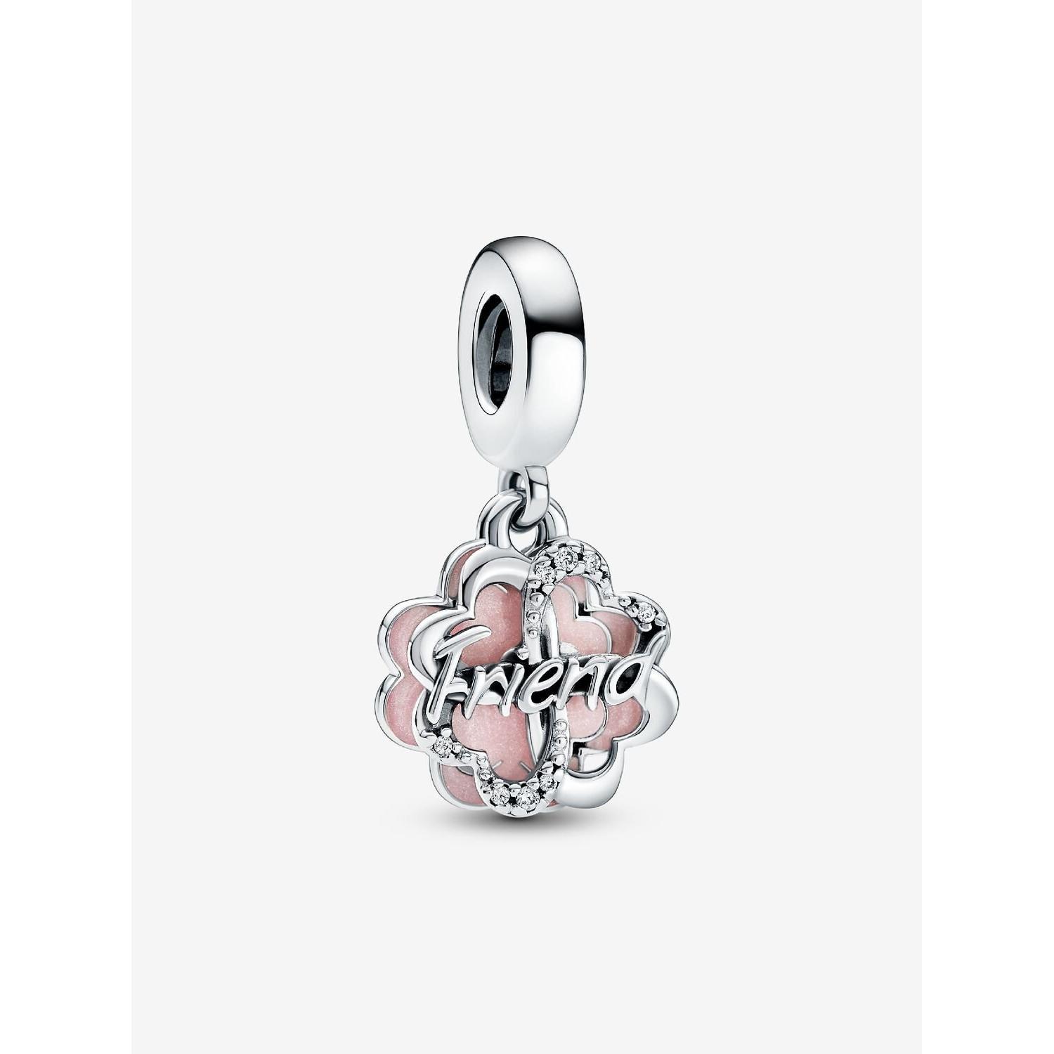 Pandora - Charm Doble Colgante DE LA Amistad con Trébol de Cuatro hojas - Plata de Lei