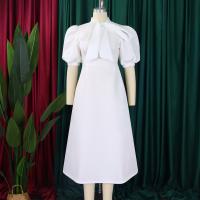Vestido Elegante De Fiesta Para Mujer 2024 Con Cuello Con Lazo Manga Corta Cintura Alta A-Line Plisado Hasta El Tobillo Vestido De Cumpleaños - details 9