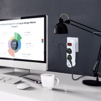 Aigostar Adaptador Enchufes Plano con 3 Tomas y Interruptor,Ladron Enchufes con Protección Infantil,Enchufe de Pared,16A,250V,Blanco - details 2