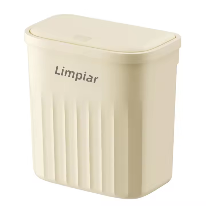 Bandeja De Papelera De Prensa Montada En La Pared 12/16L Con Tapa Para Baño Y Cocina Caja De Basura Ecológica De Plástico Rectangular - 1