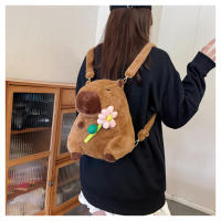 Mochila De Peluche Kawaii Con Capybara Simulación De Flor Y Fruta Para Niños Mochila De Hombro Para Novia Regalo Tamaño 28cm Material Algodón - details 20