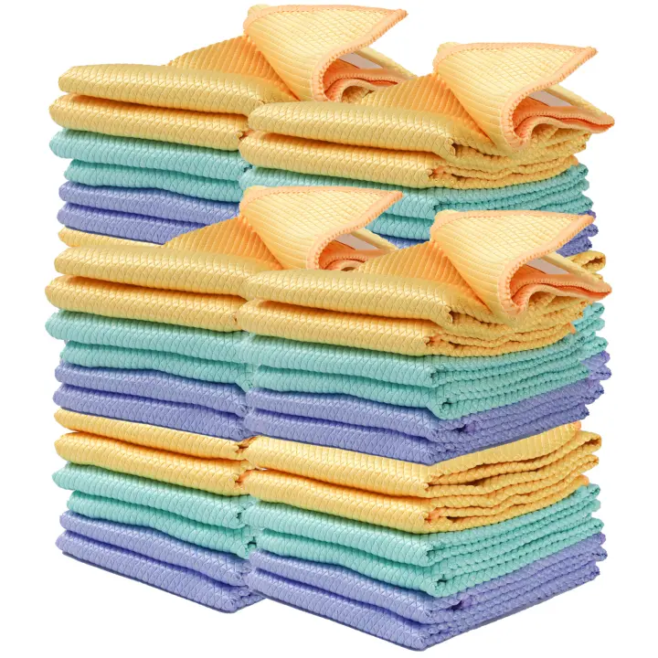 Various-Bayeta Cristales y Baños Solución Espejos, Cristales y Limpieza del Baño Paños Microfibra con Gran Capacidad de Absorción No Deja Marcas y Pelusas -30x40cm 12,24,48Unidad - 1