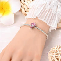 925 Plata Esterlina Romántica Rosa 26 Letras DIY Encantos Bolas Adecuadas Para Pulseras Pandora Joyería Fina Regalo De Cumpleaños - details 20